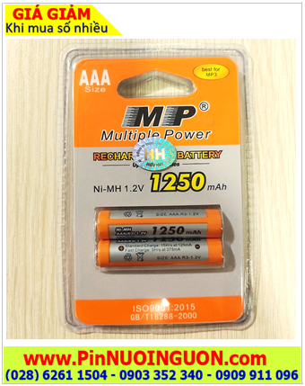 Pin sạc MP HR03 AAA1250mAh _Pin đũa sạc AAA 1.2v MP HR03 AAA 1250mAh (Vỉ 2viên)